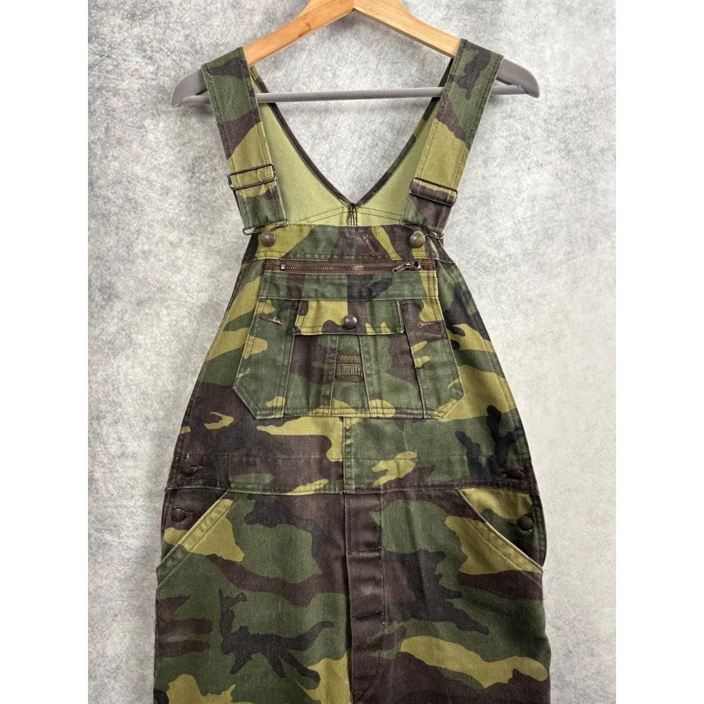 Liberty Men's Bibs Overalls Pants Camo Double Knee Made in USA‎ Denim Size 36x29